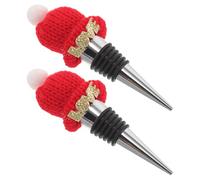 SHOWERORO Tapón de Vino Navideño Gorro de Papá Noel Sellador Hermético Reutilizable para Botellas Estándar de Vino para Fiesta Navideña Pack de 2 Unidades