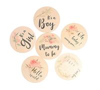 SHOWERORO Tarjetas Baby Mile Para Anunciar El Nacimiento De Un Bebé 6 Carteles De Madera Con El Nombre Del Bebé De 15 Cm De Diámetro Para Baby Shower