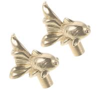 SHOWERORO Tiradores de Cajón de Latón Forma de Pez Dorado, Juego de 2 Piezas Vintage para Armarios y Tocadores, Tirones Decorativos para Muebles de Dormitorio y Cocina