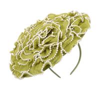 SHOWERORO Tocado de flores verdes con diadema - Tocado floral con perlas, accesorio llamativo para damas, fiestas de té, bodas u ocasiones especiales.