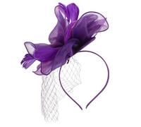 SHOWERORO Tocado de Malla Flores y Plumas Desmontable Diadema y Pinza para Mujer Color Morado Accesorio para Fiesta de Té Banquete y Boda Adecuado para Tocados de Cóctel y Eventos