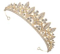 SHOWERORO Tocado de Novia Barroco Dorado Gemas de Imitación y Cristales Brillantes, Diadema para Boda y Fiesta, Accesorio Elegante para Cabello de Princesa, Decoración para Dama y Niña