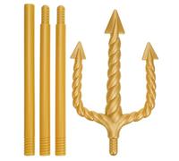 SHOWERORO Tridente Dorado para Cosplay de Halloween, Accesorio Ligero de Plástico Diseño de Tres Puntas, Tenedor del Disfraz Demonio para Fiestas y Decoración Temática