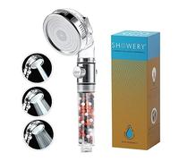 Showery® EcoFlow - Cabezal de ducha original de alta presión para ahorro de agua con 3 ajustes de pulverización con parada ecológica solo para duchas no eléctricas