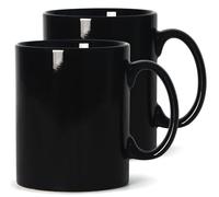 Showfull - Juego de 2 tazas de café grandes, 650 ml, tazas de café extra de cerámica suave, gran capacidad y asa grande, para papá y hombres, color negro