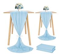 Showgeous 2 Caminos de Mesa de Gasa de 28 x 120 in, Camino de Boda romántico de 10ft, Color Azul bebé, Cubierta de Mesa de Gasa Transparente, Camino de Mesa para Boda, Fiesta de cumpleaños, Novia