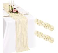Showgeous Paquete de 2 Caminos de Mesa de Gasa Beige 55x300cm Caminos de Mesa de Gasa Boho Decoraciones románticas y rústicas para mesas de Bodas, Baby Showers, cumpleaños