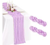 Showgeous Paquete de 2 Caminos de Mesa de Gasa Morado 55x300cm Caminos de Mesa de Gasa Boho Decoraciones románticas y rústicas para mesas de Bodas, Baby Showers, cumpleaños