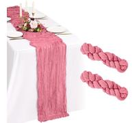 Showgeous Paquete de 2 Caminos de Mesa de Gasa Rosa empolvado 55x300cm Caminos de Mesa de Gasa Boho Decoraciones románticas y rústicas para mesas de Bodas, Baby Showers, cumpleaños