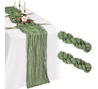 Showgeous Paquete de 2 Caminos de Mesa de Gasa Verde Salvia 55x300cm Caminos de Mesa de Gasa Boho Decoraciones románticas y rústicas para mesas de Bodas, Baby Showers, cumpleaños