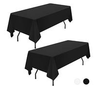 Showgeous Paquete de 2 manteles rectangulares de Tela de poliéster Rectangular de 60 x 102 Pulgadas, Mantel Negro Lavable para Boda, Banquete, Restaurante, Buffet, Fiestas y Camping