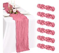 Showgeous Paquete de 6 Caminos de Mesa de Gasa Rosa empolvado 55x300cm Caminos de Mesa de Gasa Boho Decoraciones románticas y rústicas para mesas de Bodas, Baby Showers, cumpleaños