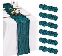 Showgeous Paquete de 6 Caminos de Mesa de Gasa Verde Azulado 55x300cm Caminos de Mesa de Gasa Boho Decoraciones románticas y rústicas para mesas de Bodas, Baby Showers, cumpleaños