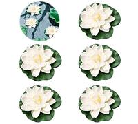 SHOWHEEL Nenufares Artificiales Flotantes Plantas,5 Piezas Nenúfar Flotantes de Flor de Loto, Flores Flotantes en Agua,Lirio Agua Artificial Flotante Decoración para Estanque Piscinas
