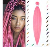 ShowJarlly Pelo Para Trenzas Africanas 30 Pulgadas Extensiones Trenzas 1pack Pre-Stretched Braiding Hair Easy Braids Yaki Texture Pelo Sintético Crochet Ombre Extensión del Cabello Pink#