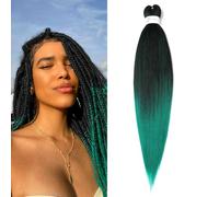 ShowJarlly Pelo Para Trenzas Africanas 30 Pulgadas Extensiones Trenzas 1pack Pre-Stretched Braiding Hair Easy Braids Yaki Texture Pelo Sintético Crochet Ombre Extensión del Cabello 1B/Green#