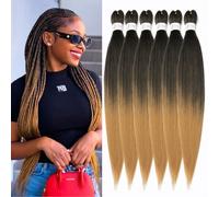 ShowJarlly Pelo Sintetico Para Trenzas 6 PCS 30 Pulgadas Pre-Stretched Braiding Hair Kanekalon Para Trenzas Easy Braids Yaki Texture Pelo Sintético Crochet Ombre Trenzado Extensión del Cabello 1B/27#