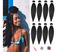 ShowJarlly Pelo Sintetico Para Trenzas 8 PCS 20 Pulgadas Pre-Stretched Braiding Hair Kanekalon Para Trenzas Easy Braids Yaki Texture Pelo Sintético Crochet Ombre Trenzado Extensión del Cabello 1B#