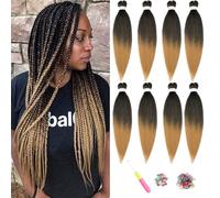 ShowJarlly Pelo Sintetico Para Trenzas 8 PCS 20 Pulgadas Pre-Stretched Braiding Hair Para Trenzas Easy Braids Yaki Texture Pelo Sintético Crochet Ombre Trenzado Extensión Cabello T1B/27#