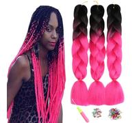 Showjarlly pre estiró el trenzado del cabello Ombre Jumbo Braid Extensión del cabello Fibra de alta temperatura 3 unids/lote 100 g/pc Para Crochet Twist trenzar el pelo