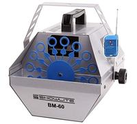 Showlite BM-60 Máquina de Burbujas 60W con Mando a Distancia Inalámbrico (Tanque 0,6l, 2-3 Horas de Duración con Tanque Lleno, Efecto Fiesta, Disco Bubbles) Plateado