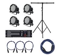 Showlite FLP-144 set de 4x incl. DMX Controler Master Pro USB + tripode + cable