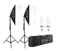 ShowMaven Kit de iluminación Softbox, luces de estudio con 2 bombillas de 135 W, 5500 K, kit de iluminación de fotografía continua para filmación, retrato, fotografía, grabación de video