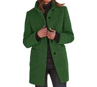 shownicer Mujer Abrigo Lana Chaqueta Trenchcoat Vestidos de Invierno Mujer Largos Cuello Larga Navidad Suéter Elegante Casual Abrigo de Invierno Grueso Chaqueta A Verde L