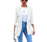 shownicer Mujer Manga Larga Blazer Elegante Oficina Negocios OL Traje De Chaqueta Sólido Slim Fit Abrigo Cardigan Outwear Top B Blanco XS