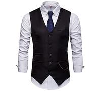 Showu Chalecos Hombre Paisley Elegante Formal Negocios Slim Fit Waistcoat (Negro2, M)