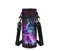 Showudesigns Bolsa de transporte para botellas de agua para niños y niños, para caminar, senderismo, Galaxy Wolf, M
