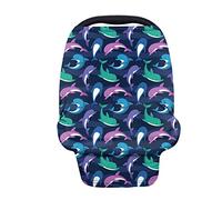 Showudesigns Dolphin - Fundas de asiento de coche para bebé, transpirable, para niños, niñas, funda de lactancia para lactancia materna, ajuste universal, protectores de bolsas de almacenamiento