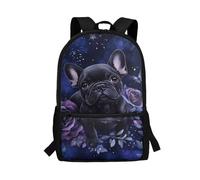 Showudesigns - Mochila para niños con porta botellas para niños de 6-8 y 8-12 años, mochila para niñas de la escuela secundaria con porta botellas de agua, Bulldog francés, Taille unique