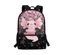 Showudesigns Mochila para niños de 6 a 8, 8 a 12 años, con soporte para botella de agua, Axolotl Cherry Blossom, Taille unique