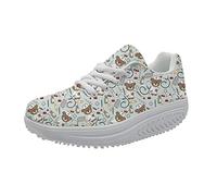 Showudesigns Zapatillas Deportivas con Cordones y tacón de cuña para Mujeres - Enfermero Oso Deportes Mujer Zapatos Sneakers Casual Correr Calzado Gimnasio Deportivos EU 40