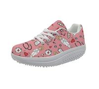Showudesigns Zapatillas Deportivas con Cordones y tacón de cuña para Mujeres - Enfermero Oso Deportes Mujer Zapatos Sneakers Casual Correr Calzado Gimnasio Deportivos EU 38