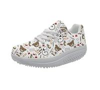 Showudesigns Zapatillas Deportivas con Cordones y tacón de cuña para Mujeres - Enfermero Oso Deportes Mujer Zapatos Sneakers Casual Correr Calzado Gimnasio Deportivos EU 39
