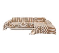 ShowyLive Juego de 2 Funda de Sofá 3 Plazas+3 Plazas, Chenille Funda Cubre Sofá Chaise Longue para Sofá en Forma de L, 180 x 300 CM, Caqui Bohemio