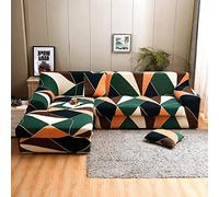 ShowyLive Juego de 2 Fundas Sofas 3 Plazas Ajustables Funda Cubre Sofá Chaise Longue Elásticas para Forma L Extraíbles Lavables (3 Plazas+3 Plazas, Amarillo)