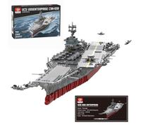 SHOYDID 1/350 USS Enterprise CVN-65 - Portaaviones modelo militar, bloques de construcción de acorazado MOC para adultos, juego de bloques de construcción de modelo militar de portaaviones de