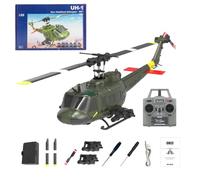 SHOYDID Helicóptero a control remoto a escala 1/48 para adultos, UH-1 Huey 2.4G 6CH modelo de helicóptero RC Flybarless, con posicionamiento de flujo óptico, verde militar