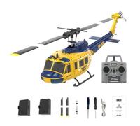 SHOYDID Helicóptero a control remoto a escala 1/48 para adultos, UH-1 Huey 2.4G 6CH modelo de helicóptero RC Flybarless, con posicionamiento de flujo óptico, dos baterías (versión RTF)