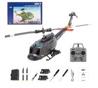 SHOYDID Helicóptero a control remoto a escala 1/48 para adultos, UH-1 Huey 2.4G 6CH modelo de helicóptero RC Flybarless, con posicionamiento de flujo óptico, azul oscuro