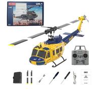 SHOYDID Helicóptero a control remoto a escala 1/48 para adultos, UH-1 Huey 2.4G 6CH modelo de helicóptero RC Flybarless, con posicionamiento de flujo óptico, una batería (versión RTF)