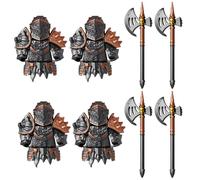 SHOYDID Juego de armas medievales para bloques de construcción, espadas de armadura, castillo, caballero, lanza de escudo, juego de 32 bloques de construcción de armadura pesada para niños