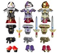 SHOYDID Juego de armas medievales para bloques de construcción, espadas de armadura, lanza de escudo de caballero, 18 piezas de bloques de construcción estilo futura monja para niños