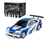 SHOYDID RC Eléctrico Mini Carrera Drift Car Modelo con Kit de Luces 1/43 Escala 2.4G Proporcional Completo (Versión RTR/Azul & Blanco)