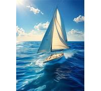 Shozhoo Kit de Pintura por Números, Mar Barco Pintar por Numeros Adultos Niños, DIY Paint by Number Kit con Pinceles y Pinturas Acrilicos, Lienzos para Pintar Pinturas Hogar Decoración 40x50cm s-2449