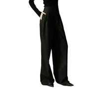 SHPEHU Pantalones De Pierna Ancha Pantalones Largos De Mujer De Cintura Alta Y Pierna Ancha para Primavera Y Otoño.-Negro-S