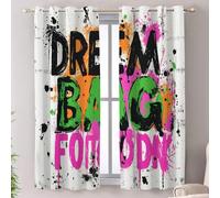 Shrahala Believe In Yourself Aim High Cortinas opacas para ventana, Chase Your Goals Be Fearless, cortinas largas con ojales para dormitorio, sala de estar (2 paneles, 132 x 160 cm)